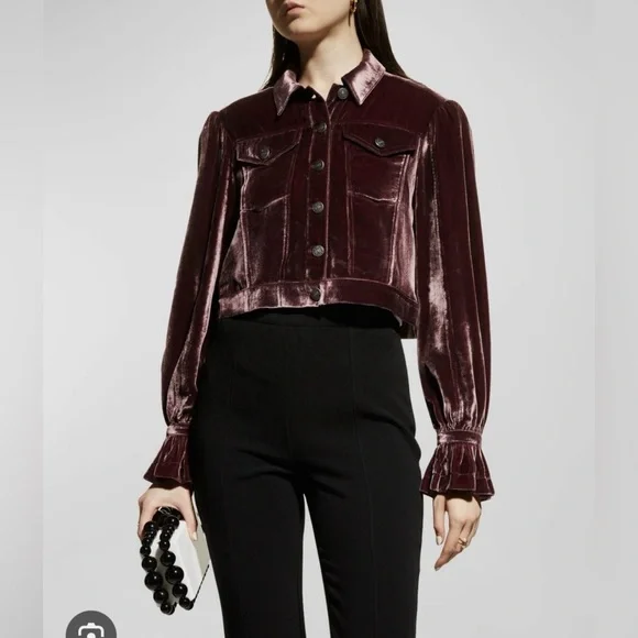 Cinq à Sept Dillon Cropped Velvet Jacket - Picture 2 of 11